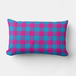 Coussin Rectangle Motif à carreaux écossais rose bleu violet