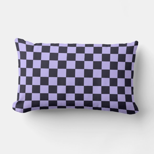 Coussin Rectangle motif à carreaux en lilas français (Recto)