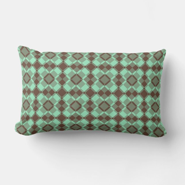 Coussin Rectangle Motif à carreaux et argyle marron sarcelle (Recto)