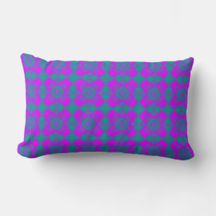 Coussin Rectangle Motif à carreaux et argyle rose turquoise violet