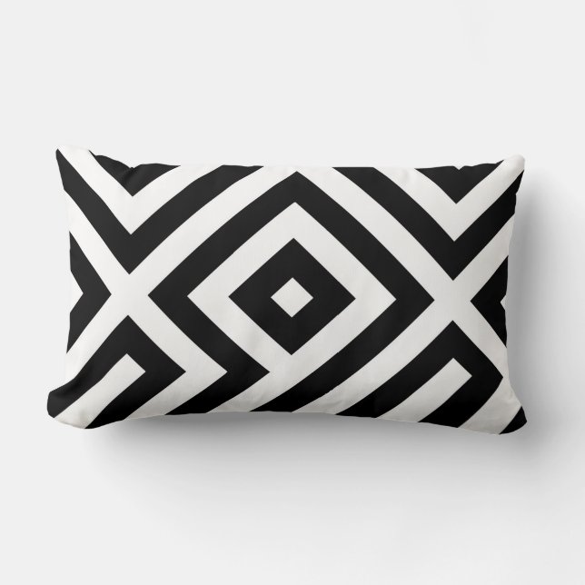 Coussin Rectangle Motif à carreaux noir et blanc (Recto)