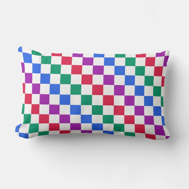 Coussin Rectangle Motif à damier diagonal de bonbons bijoux (Recto)