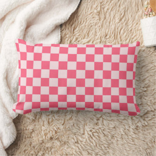 Coussin Rectangle Motif à damier sorbet flamant rose