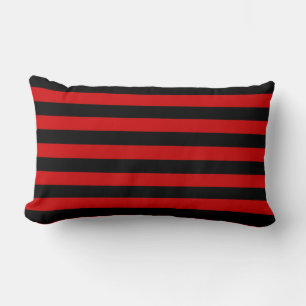 Coussin Rectangle Motif à rayures noires et rouges gras