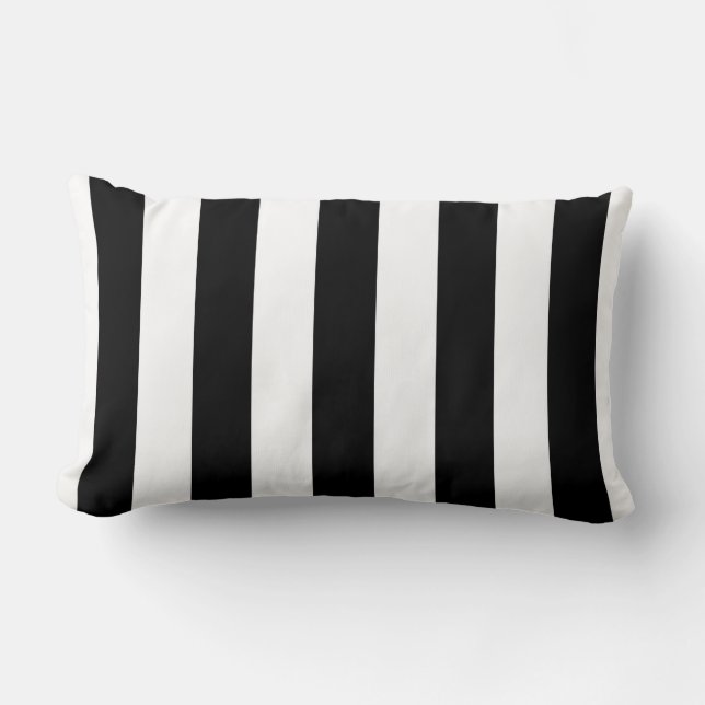 Coussin Rectangle Motif à rayures XL noir et blanc (Recto)