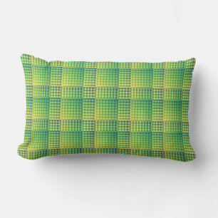 Coussin Rectangle Motif Abstrait à Damier Vert Bleu