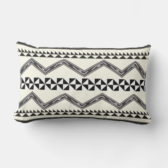 Coussin Rectangle Motif Abstrait Aztec Gray Géométrique (Recto)