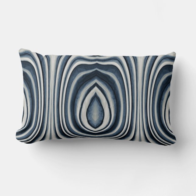 Coussin Rectangle Motif Abstrait Bleu Ton Terre (Recto)