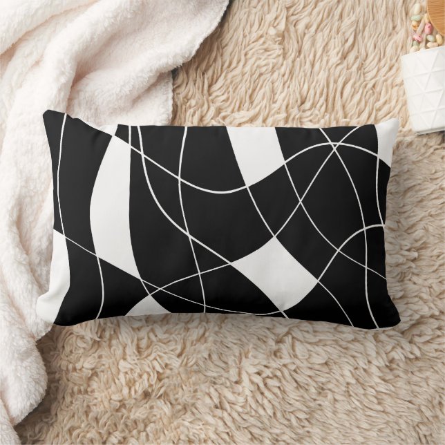 Coussin Rectangle Motif abstrait élégant noir et blanc (Couverture)