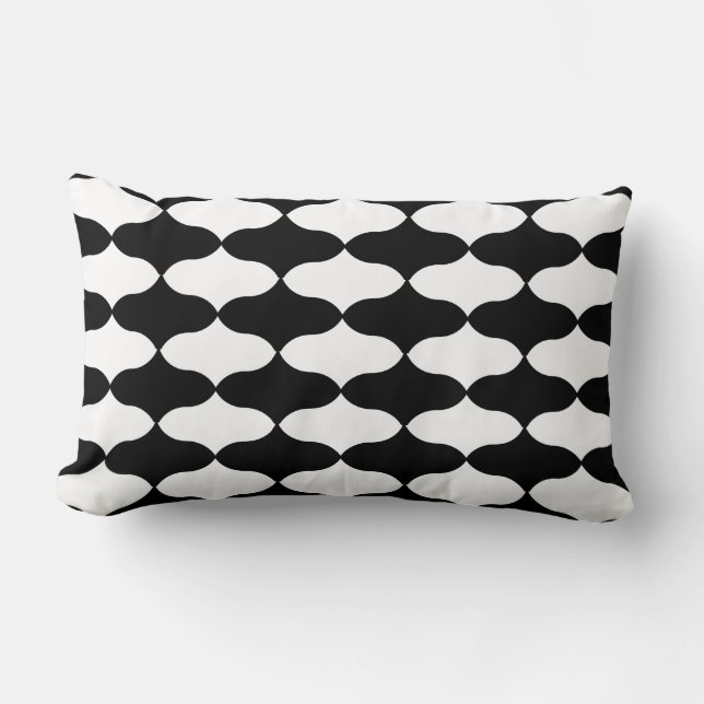 Coussin Rectangle Motif abstrait noir et blanc (Recto)