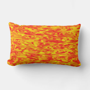 Coussin Rectangle Motif Abstrait Orange Rouge Jaune