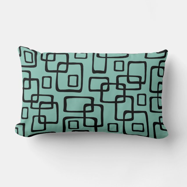 Coussin Rectangle Motif Abstrait Rétro Milieu de Siècle Moderne (Recto)
