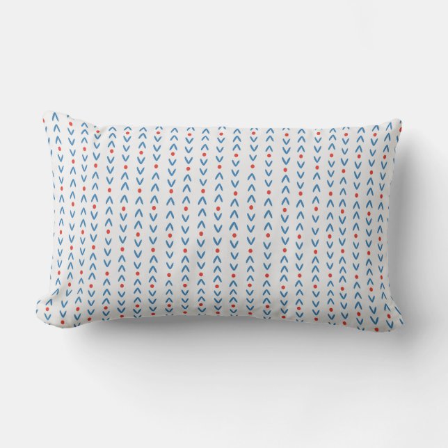 Coussin Rectangle Motif Abstrait sans soudure en bleu et rouge sur c (Recto)