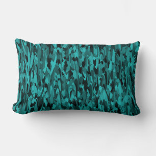 Coussin Rectangle Motif Abstrait Sarcelle Noir