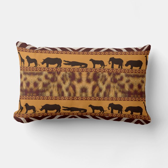 Coussin Rectangle Motif animalier moderne tribal africain léopard (Recto)