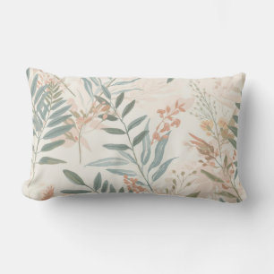Coussin Rectangle Motif aquarelle de feuille de sauge botanique rose