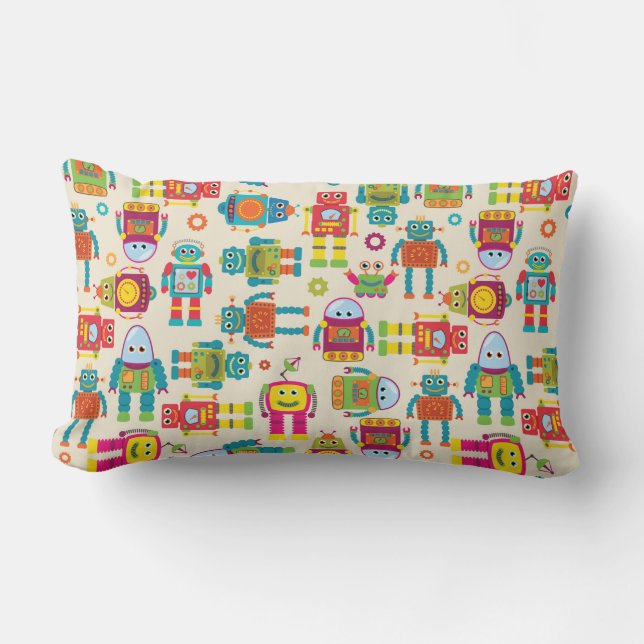 Coussin Rectangle Motif Arrière - plan sans couture avec Joli Rob (Recto)
