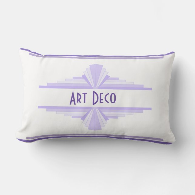 Coussin Rectangle Motif Art déco à Lilac (Recto)