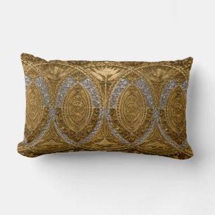 Coussin Rectangle Motif Art Déco Argent Et Or