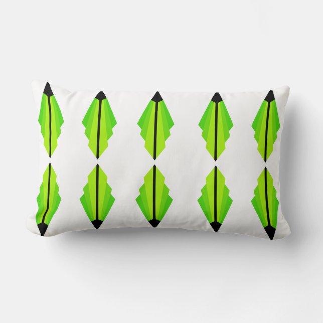 Coussin Rectangle Motif Art déco en Jaune, Chaux et Noir (Recto)