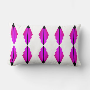Coussin Rectangle Motif Art déco en rose et noir