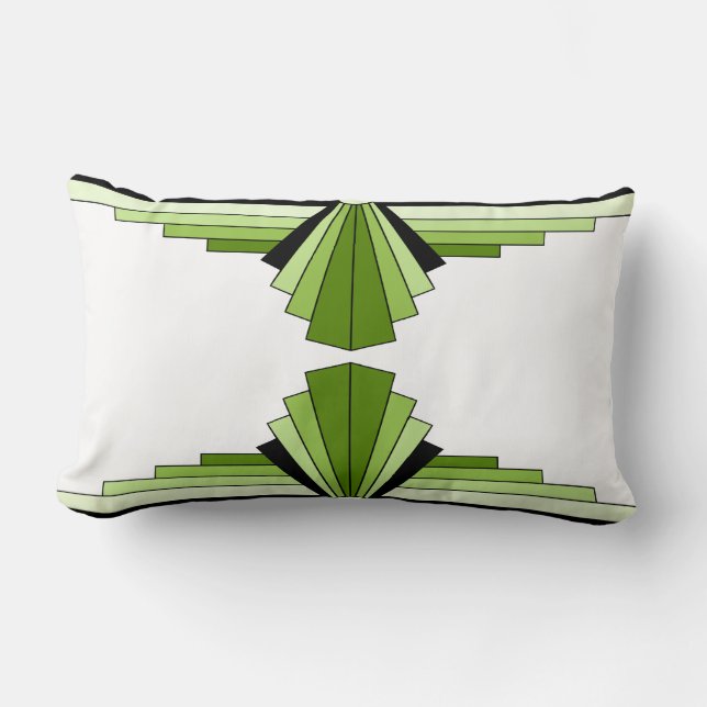 Coussin Rectangle Motif Art déco en vert et noir Lumbar Cushio (Recto)