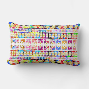 Coussin Rectangle Motif aztèque tribal coloré