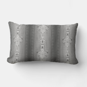 Coussin Rectangle Motif baroque floral avec bordure grise