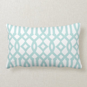 Coussin Rectangle Motif blanc moderne et Aqua Trellis