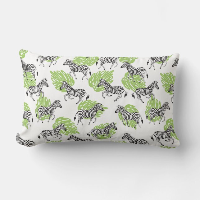Coussin Rectangle Motif blanc sans couture avec zèbres. illustration (Recto)