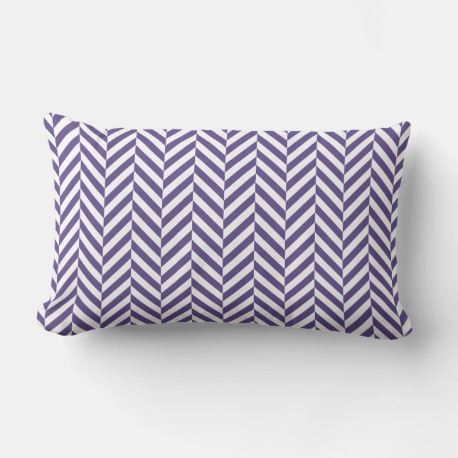 Coussin Rectangle Motif blanc violet géométrique Herringbone (Recto)