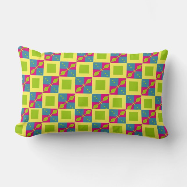 Coussin Rectangle Motif bleu vert Abstrait avec diamants Carré (Recto)