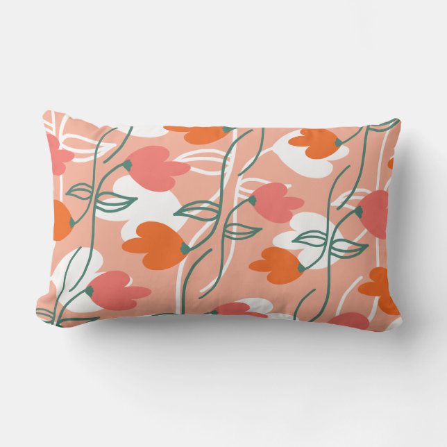 Coussin Rectangle Motif botanique dessiné à la main avec de jolies f (Recto)