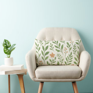 Coussin Rectangle Motif botanique minimaliste avec feuilles vertes