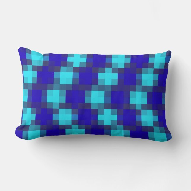 Coussin Rectangle Motif Carré Blue Check, (Recto)