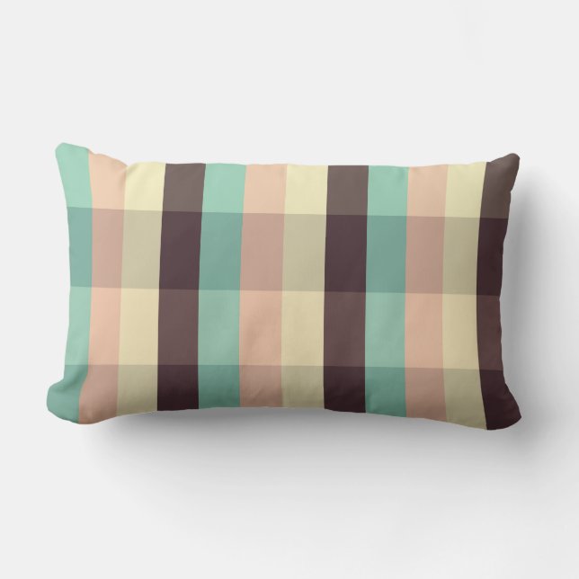 Coussin Rectangle Motif carreau pastel en rayures horizontales (Recto)