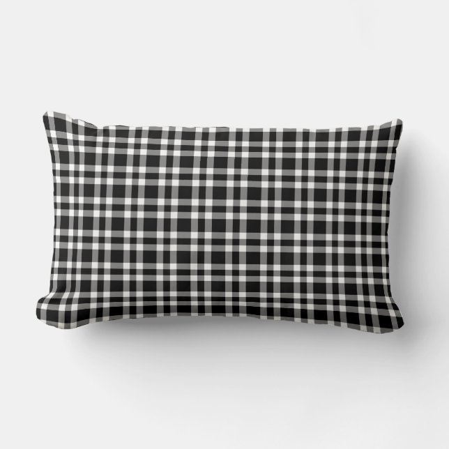 Coussin Rectangle Motif carreaux noir blanc (Recto)