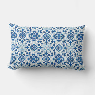 Coussin Rectangle Motif carrelage vintage portugais bleu azulejos