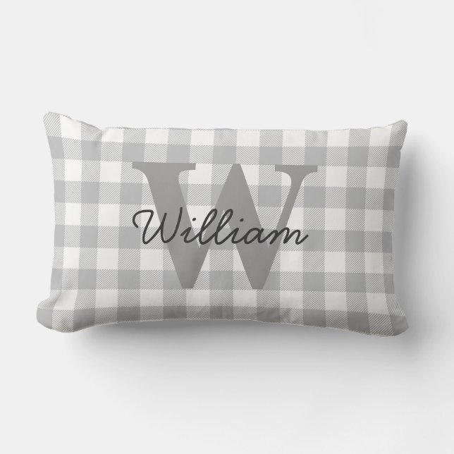 Coussin Rectangle Motif Checkered de plaid gris de Buffalo (Recto)