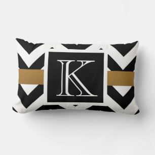 Coussin Rectangle Motif Chevron noir et blanc