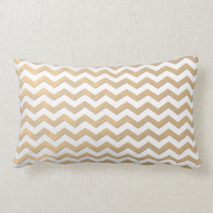 Coussin Rectangle Motif Chevron Or et Blanc