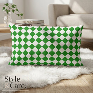 Coussin Rectangle Motif Chevron Vert et Blanc Gras 33 x 53 cm