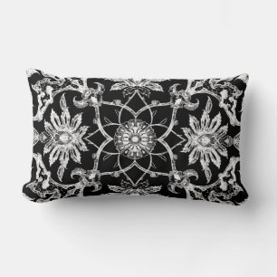 Coussin Rectangle Motif chinois Art Nouveau - Blanc sur Noir