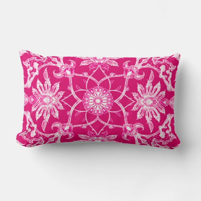 Coussin Rectangle Motif chinois Art nouveau - Fuschia rose (Recto)