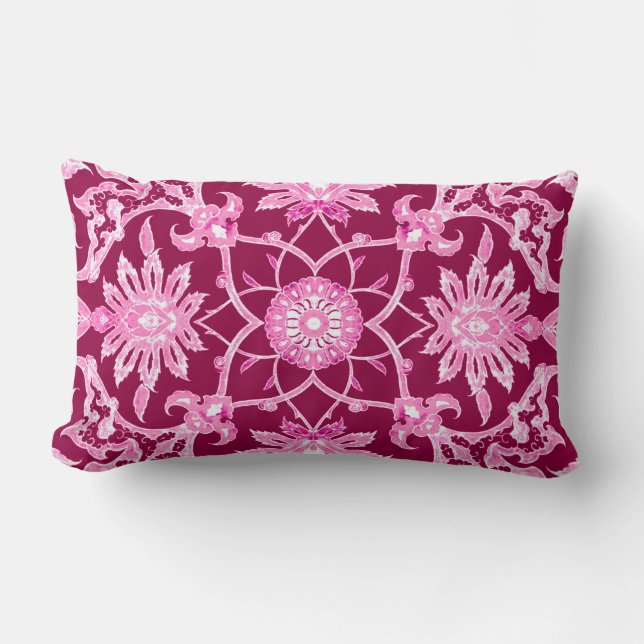Coussin Rectangle Motif chinois Art Nouveau - Vin Bourgogne (Recto)