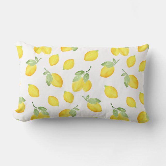 Coussin Rectangle Motif citrons aquarelles (Recto)