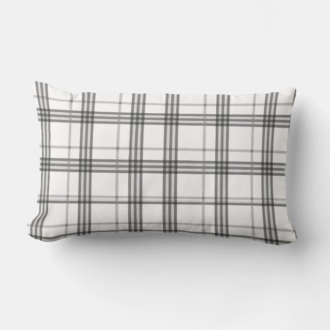 Coussin Rectangle Motif classique blanc et noir plaid (Recto)