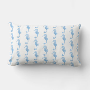 Coussin Rectangle Motif côtier Cheval Marin Bleu