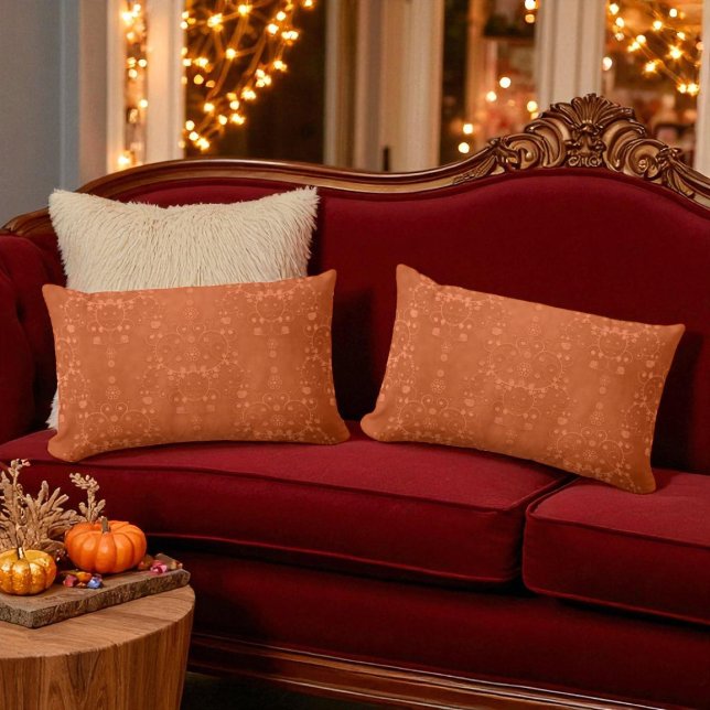 Coussin Rectangle Motif damassé orange brûlé profond (Créateur téléchargé)