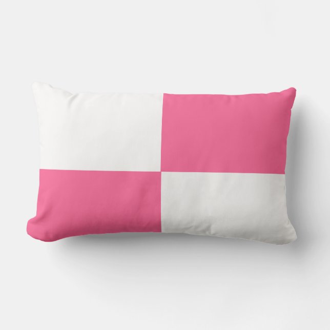 Coussin Rectangle motif damier rose et blanc (Recto)
